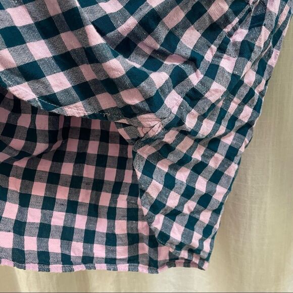 J. Crew Pink Teal Popover Plaid - Picture 5 of 11